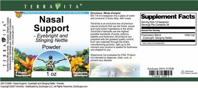 Nasal Support Powder label