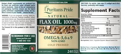 Natural Flax Oil 1000 mg label