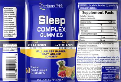 Sleep Complex Gummies Tropical Punch Flavored label