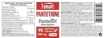Pantethine 600 mg label