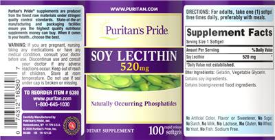 Soy Lecithin 520 mg label