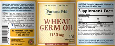 Wheat Germ Oil 1130 mg label
