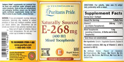 Naturally Sourced E-268 mg (400 IU) label