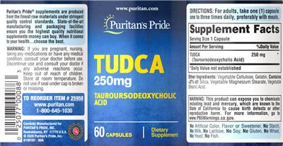 TUDCA 250 mg label