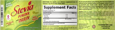 Stevia Powder with Inulin label