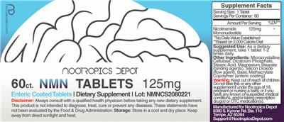 NMN Tablets 125 mg label