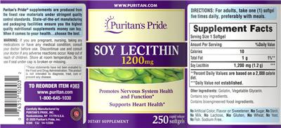 Soy Lecithin 1200 mg label