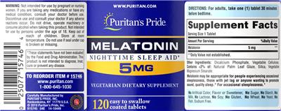 Melatonin 5 mg label