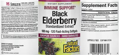 Black Elderberry 100 mg label