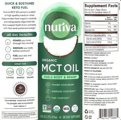 Organic MCT Oil label