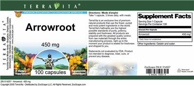 Arrowroot 450 mg label