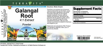 Galangal Root 4:1 Extract Powder label