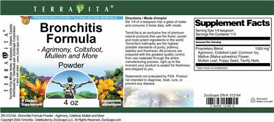 Bronchitis Formula Powder label