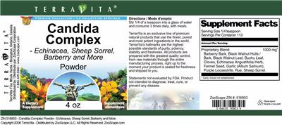 Candida Complex Powder label