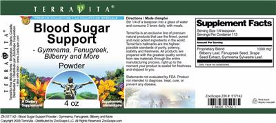 Blood Sugar Support Powder label