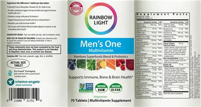 Men's One Multivitamin label