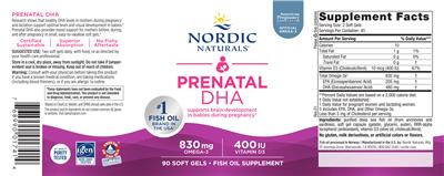Prenatal DHA label