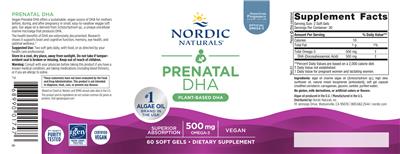 Prenatal DHA Vegan label