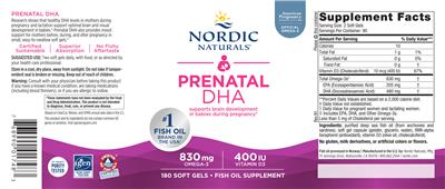 Prenatal DHA Unflavored Formula label