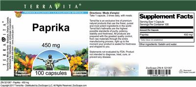 Paprika 450 mg label