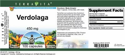 Verdolaga 450 mg label