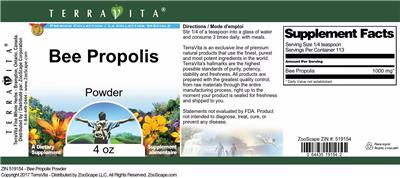 Bee Propolis Powder label