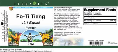 Fo-Ti Tieng 12:1 Extract Powder label