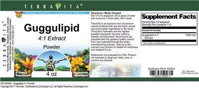 Guggulipid 4:1 Extract Powder label