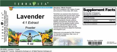 Lavender 4:1 Extract Powder label