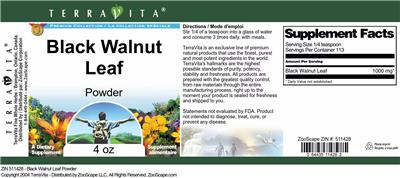 Black Walnut Leaf Powder label