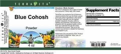 Blue Cohosh Powder label