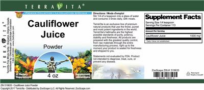 Cauliflower Juice Powder label