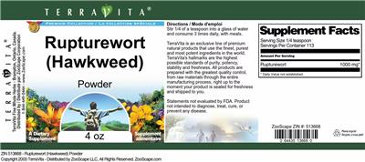 Rupturewort (Hawkweed) Powder label