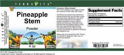 Pineapple Stem Powder label