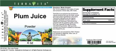 Plum Juice Powder label