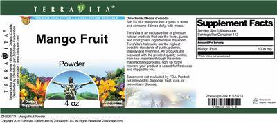 Mango Fruit Powder label