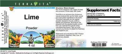 Lime Powder label