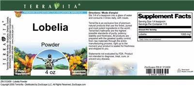 Lobelia Powder label