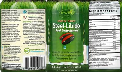 Steel-Libido Peak Testosterone label
