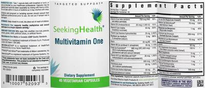 Multivitamin One label