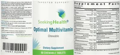 Optimal Multivitamin Chewable label
