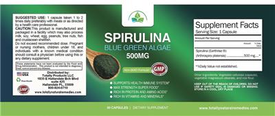 Spirulina 500 mg label