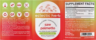Saw Palmetto 600 mg label