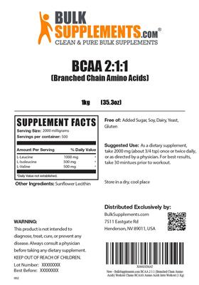 BCAA 2:1:1 label