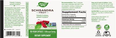 Schisandra Fruit 1,160 mg label