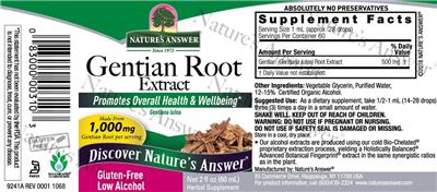 Gentian Root Extract label