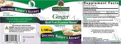 Ginger 1,100 mg label
