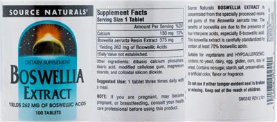 Boswellia Extract label