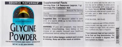 Glycine Powder label