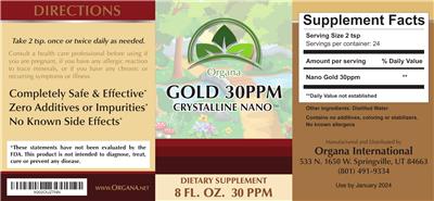Gold 30 ppm label
